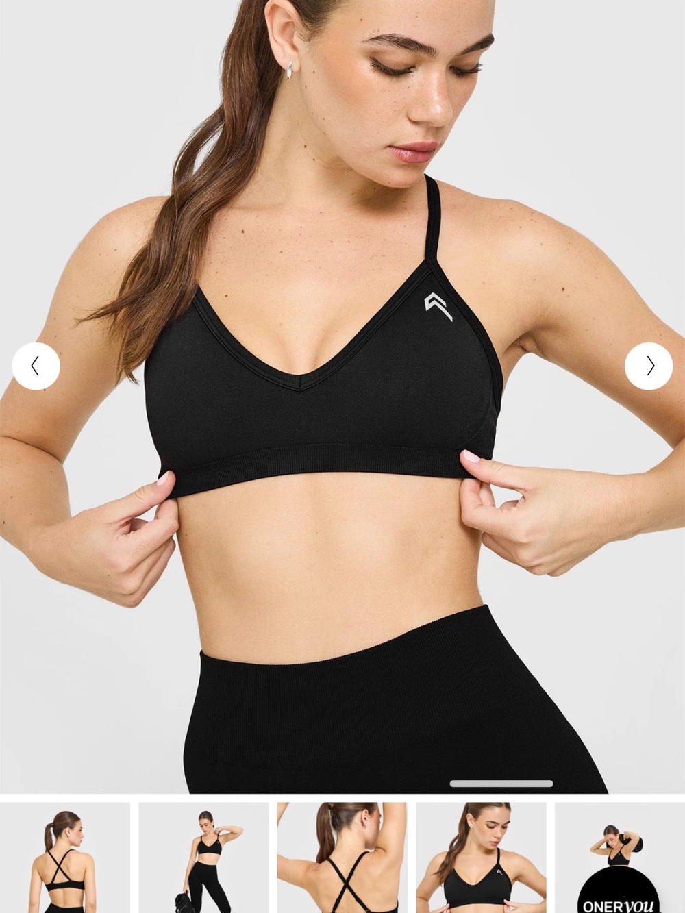 Oner Active ENHANCELIFT™ SEAMLESS STRAPPY SPORTS BRA - Black